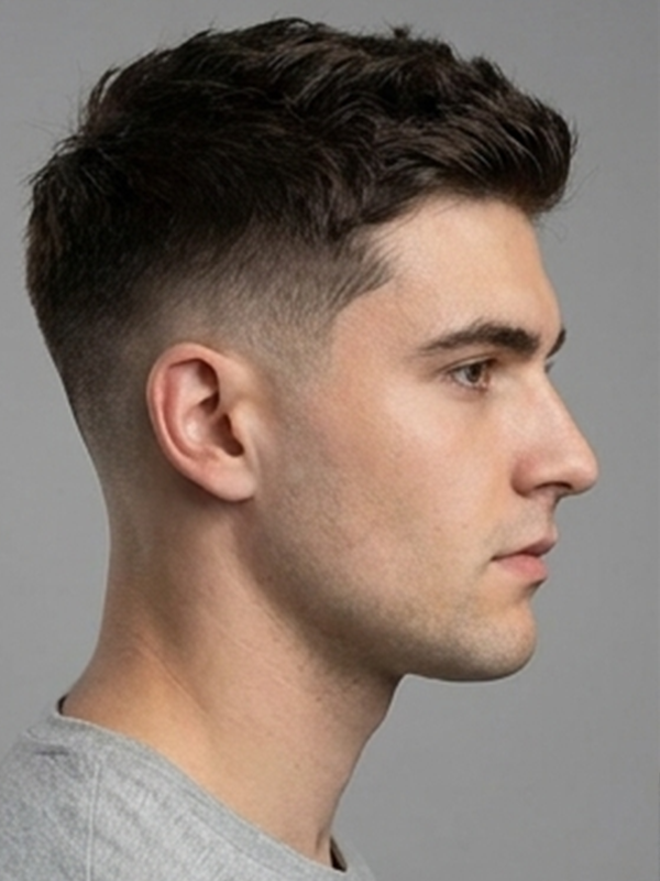 Messy crew cut med lite mer längd på toppen