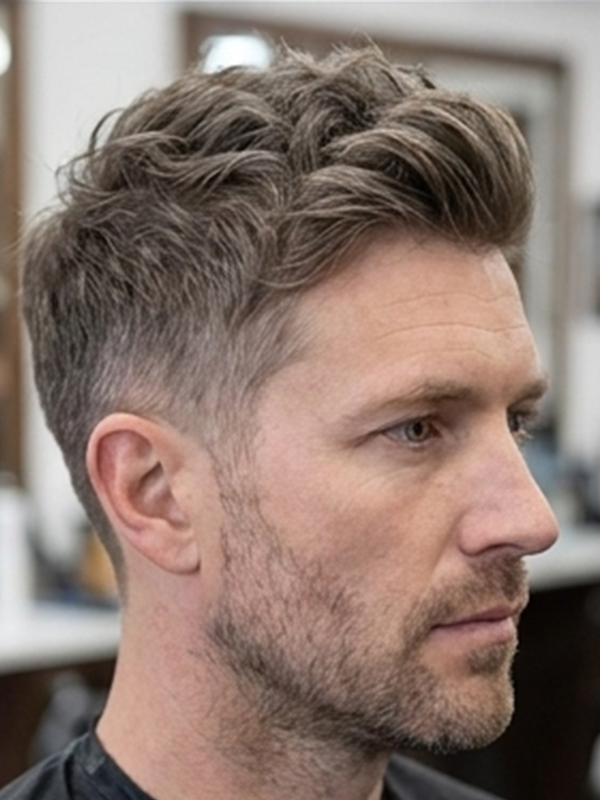 Crew cut på en man med grått hår