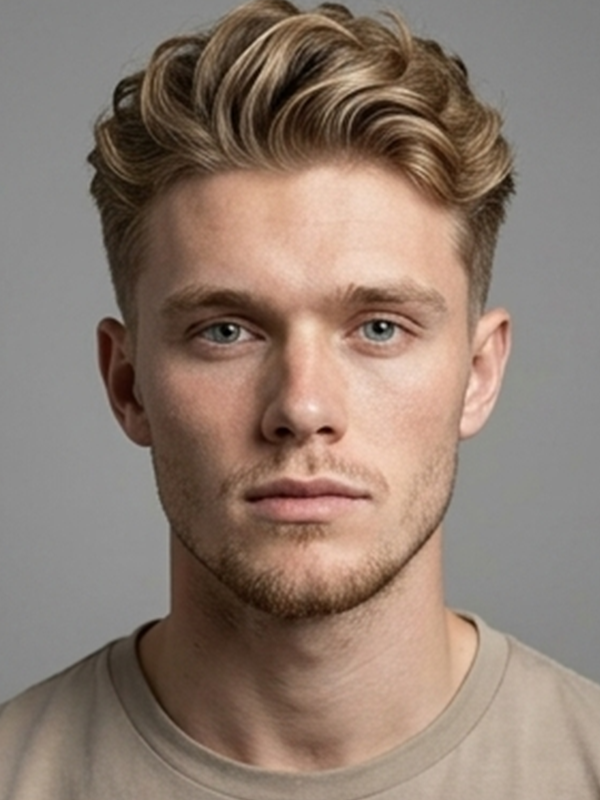 Messy quiff med vågigt hår