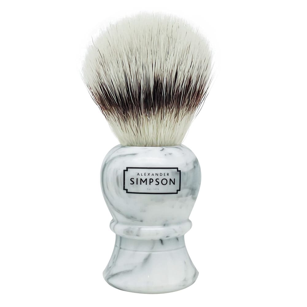 Simpsons Shaving Brush Islington L – Synthetic – Faux Italian Marble Grey