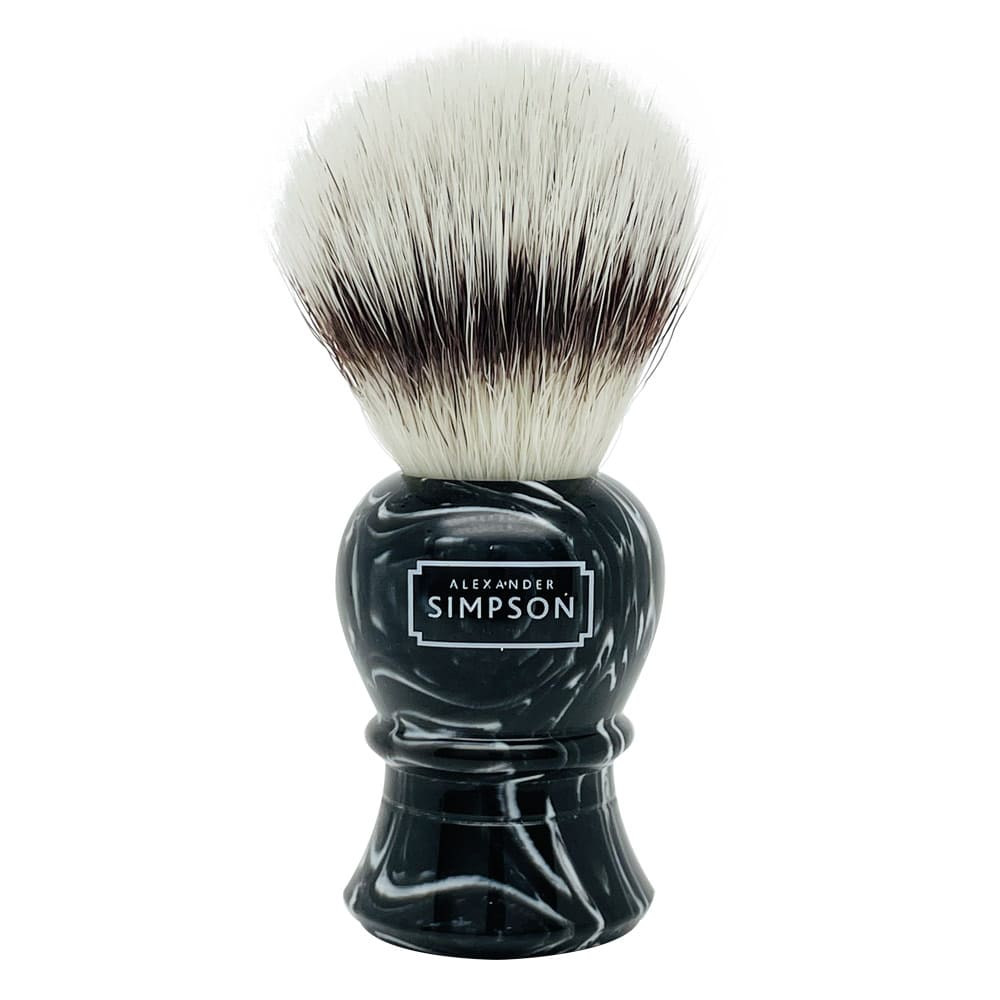 Simpsons Shaving Brush Islington L – Synthetic – Faux Ebony Marble