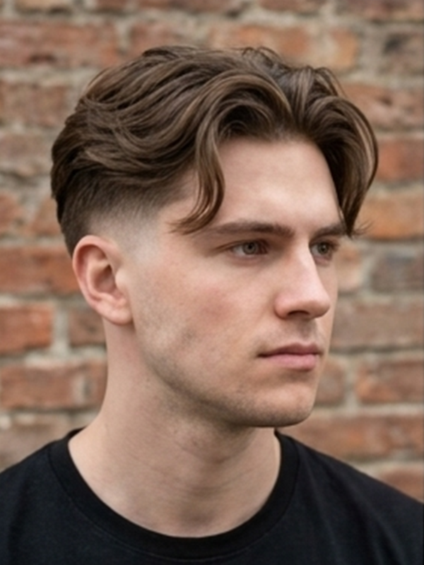 Curly curtains på en man med lockigt hår