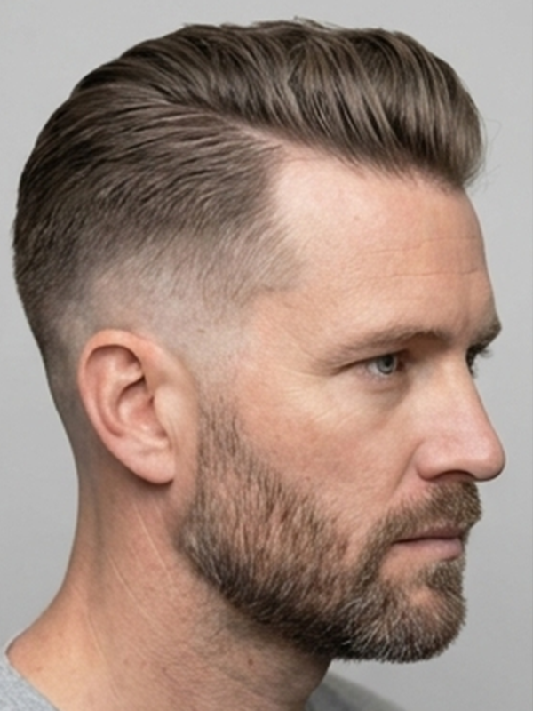 Slick back med mittbena på en man i trettioårsåldern