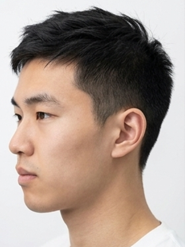 Crew cut med fylligt skägg på en man i fyrtioårsåldern