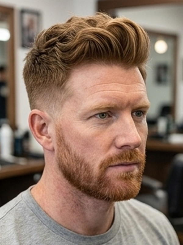 Modern quiff med taper fade på en ung man