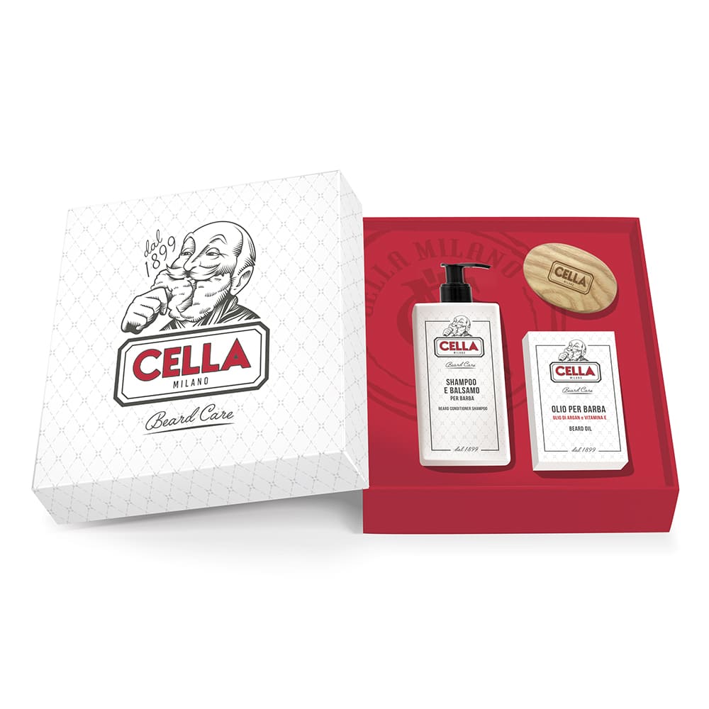 Cella Milano Skäggvårdsset – schampo, olja och borste